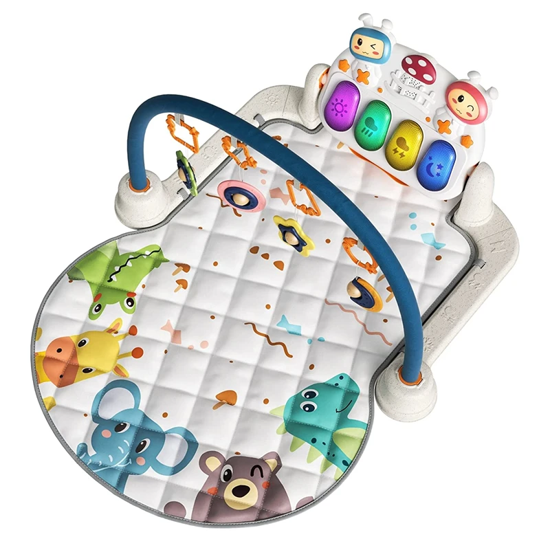 Remote Control Baby Gym Playmats for Infant Musical Floor Play Kick & Piano Activity Play Mat Sleep Soother Sound Night Light
