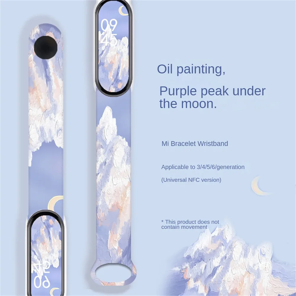 

New Replacement Painting Strap for Mi band 7/6/5 Smart Watch Comfortable Watchproof Painting Sport Wristband Watchband Accessory