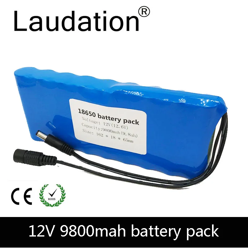 

12 В батарея 18650 11,1 Ач портативные перезаряжаемые батареи постоянного тока 12,6 в 12 В 9800 в 18650 мАч литий-ионная батарея