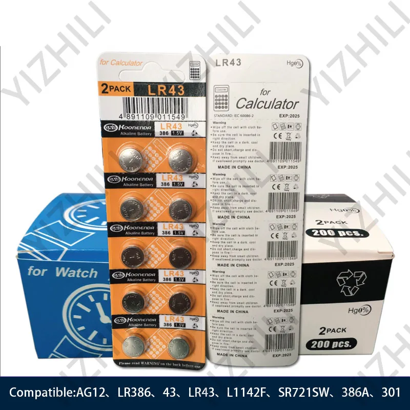 Литиевая батарея AG12 L1142 LR43 301 386 1 55 В