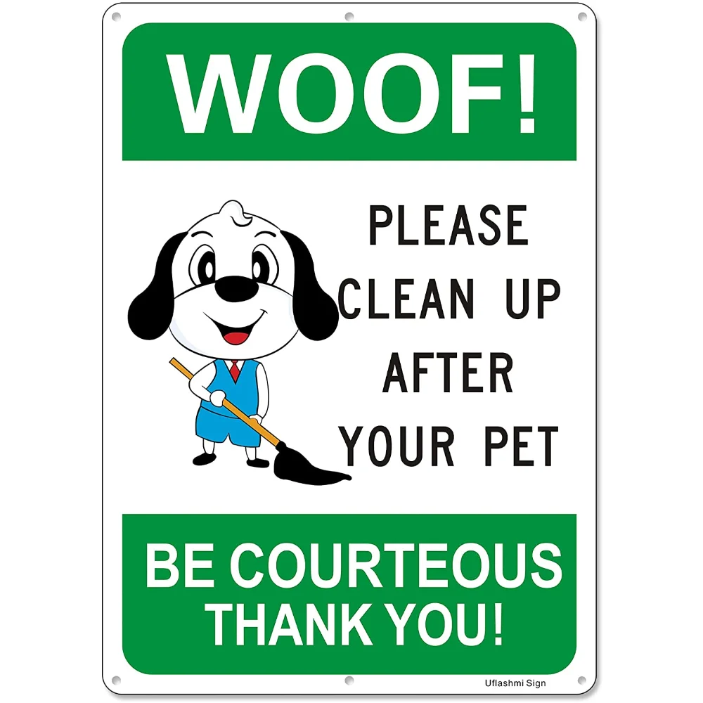 

Uflashmi WOOF! Please Clean up After Your Pet Sign Metal, Pick up Your Dog Poop Signs for Yard