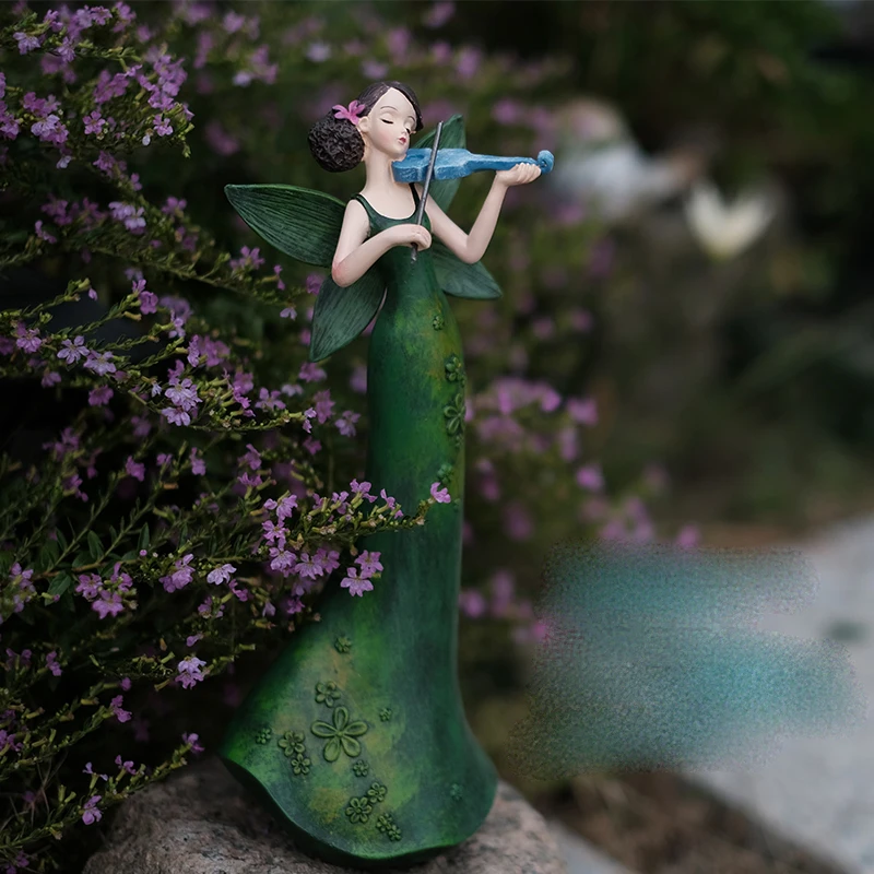 

Balcony Garden Furnished New Violin Fairy Decorative Ornaments Courtyard Landscaping Living Room Home Accessories Birthday Gifts