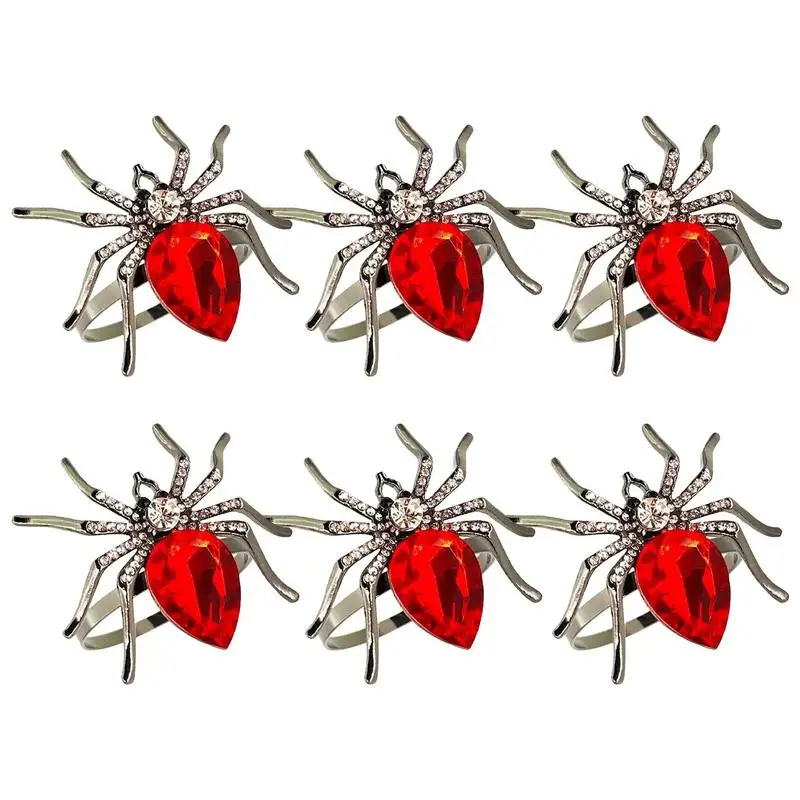 

Halloween Napkin Rings 6PCS Spider Napkin Ring Buckle Spooky Table Serviette Buckles Spider Napkin Ring Serviette Buckles For