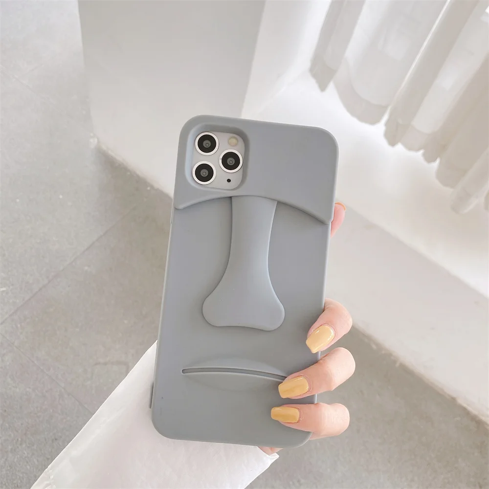 Фото Чехол для телефона со статуей острова Пасхи для iPhone 17, Pro Max 16, 15, 14, 13, 12, 11, силиконовый чехол с 3D-портретом на голову, принципиально 17 №5