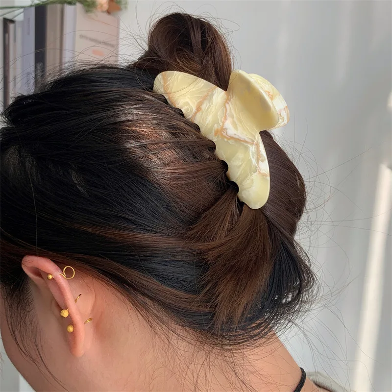 Creative Personality Crystal Brown Color Marble Design Hairpin Hair Clip for Women Girl Cute 2024 NEW Autumn Winter Jewelry