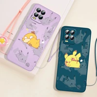 cute pikachu spoof art for realme gt neo2 master narzo 50i 50a c21y c17 c11 c2 xt x2 x7 q3s pro liquid rope soft phone case capa