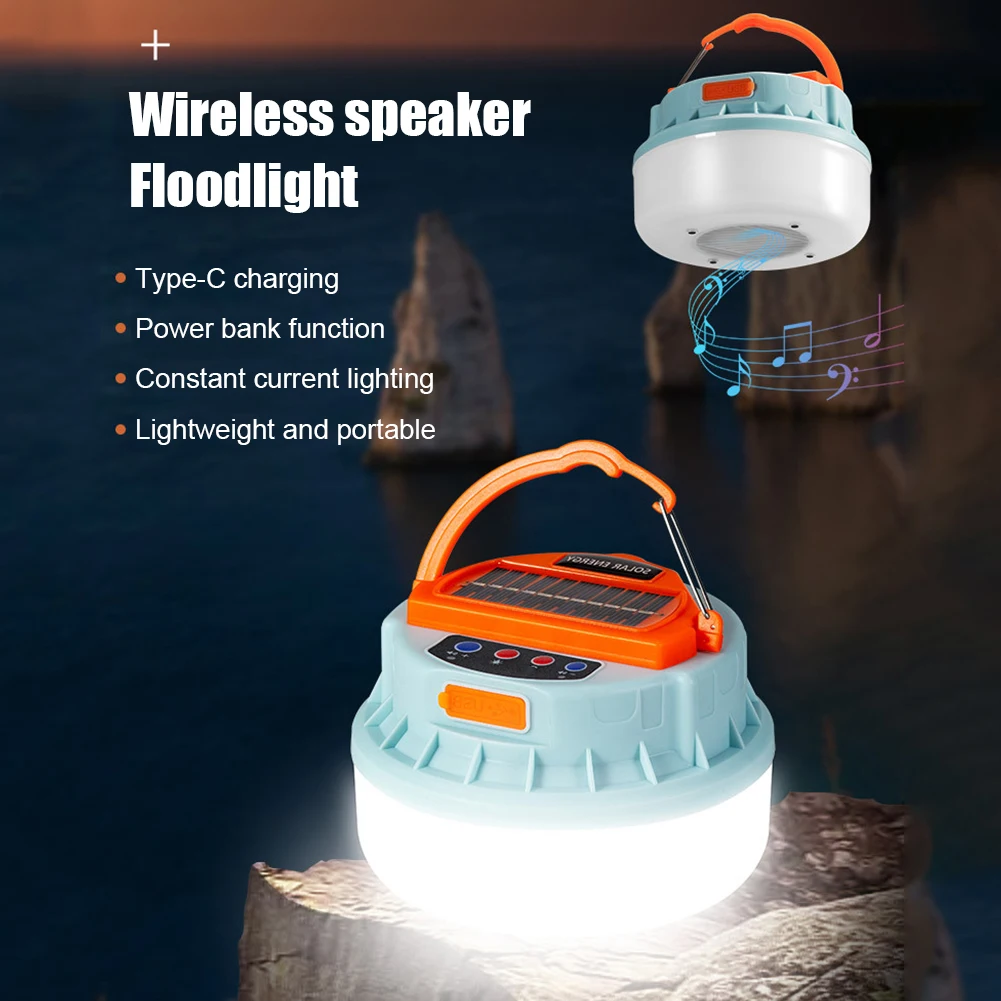 

Solar Powered USB Rechargeable Retro 1800mAh LED Camping Lanterns with Bluetooth-compatible Speaker 3 Modes Portable Outdoor