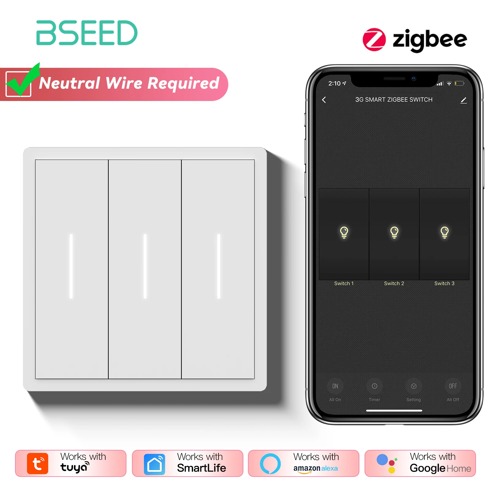 

BSEED Умные выключатели для штор 1/2/3/4 Gang