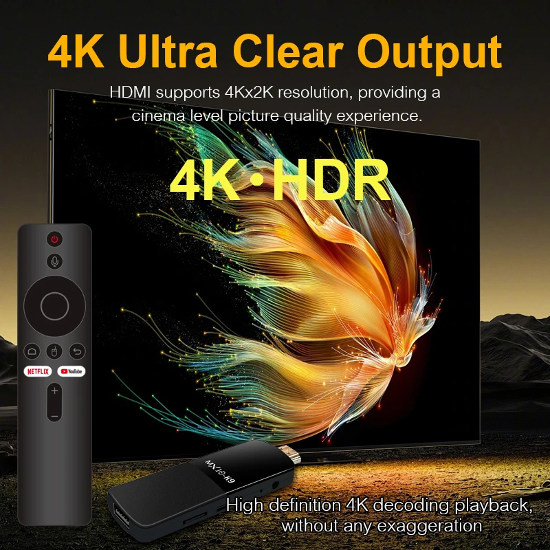 Фото ТВ-приставка MX10 K9 plus Smart Android TV Box с Bluetooth 5.4, беспроводным голосовым пультом, Android 13, двухдиапазонным Wi-Fi, 2 ГБ ОЗУ, 16 ГБ ПЗУ, 4K, TV Stick №5