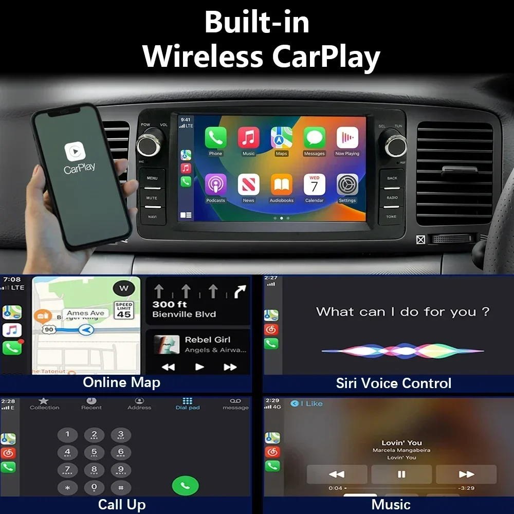 Фото CHSTEK Беспроводное автомобильное радио Carplay для Toyota Corolla E120 2000-2006 BYD F3 Мультимедиа Android 13 Навигация WIFI 4G RDS FM BT №2