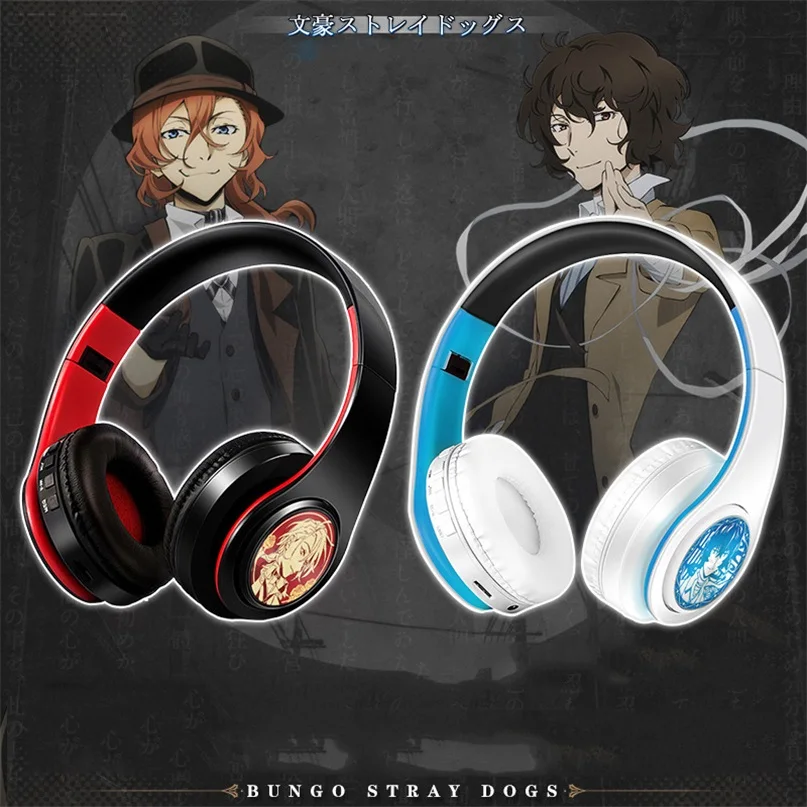 

Bungo Stray Dogs Wireless Headphones With Mic Cosplay Dazai Chuya Anime Gaming Headset Music Bluetooth Earphones Support TF Card