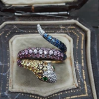 jewelry fashion color inlaid zircon snake ring female ring wholesale men stainless steel jewelry