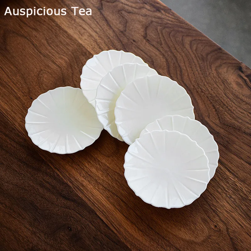 

Boutique Lanolin Jade White Porcelain Anti Scalding Coaster Home Simple Tea Ceremony Parts Tea Cup Insulation Pad Tea Cup Holder