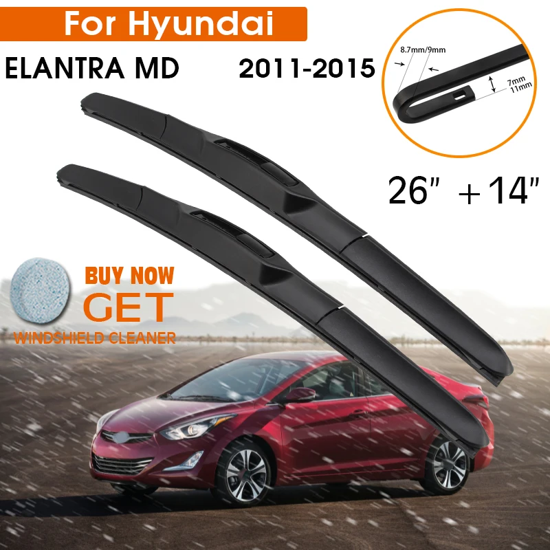 Car Wiper Blade For Hyundai ELANTRA MD 2011-2015 Windshield Rubber Silicon Refill Front Window Wiper 26