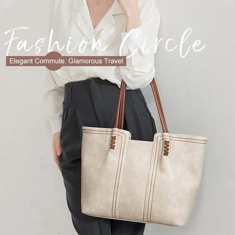 

Large Capacity Tote Bag Large Capacity Tote Bag Women Shopping Bags Korean PU Leather Handbags Single-shoulder Ladies Retro