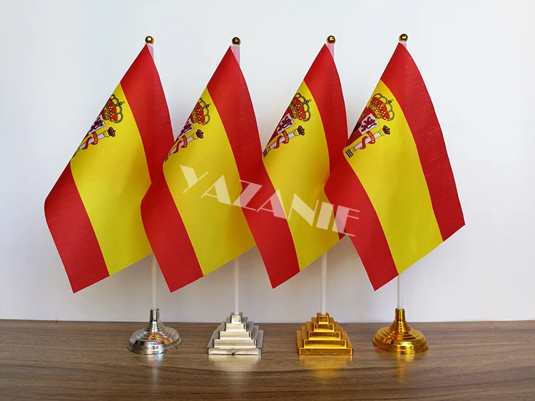YAZANIE 14*21cm 4PCS Spain Spanish Denmark Danish Desk Flag and Banners Hungary Lithuania National Table with Base Stand - купить по