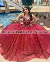 luxury burgundy crystal appliques quinceanera dresses ball gown corset princess sweet 16 dress vestidos de 15 a%c3%b1os