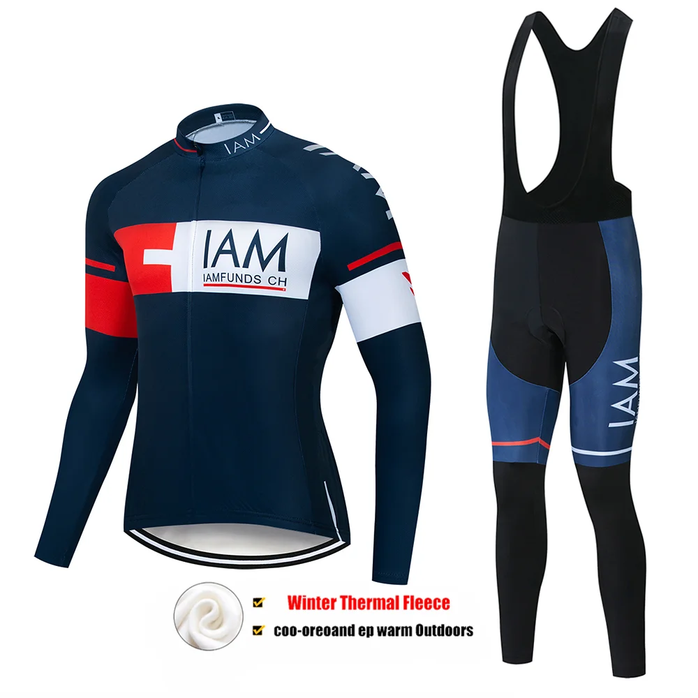

NEW IAM Pro Winter Thermal Fleece sets Long Cycling Jersey 19D Gel PadMens MTB Ropa Ciclismo Bike Bicycling Maillot Clothes