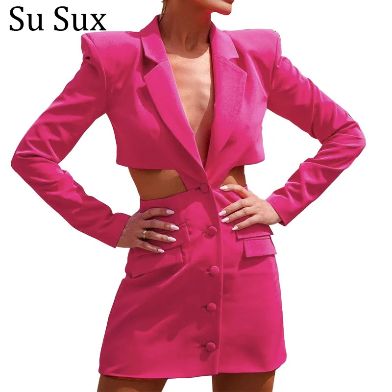 

Hollow Out Blazer Jacket Women Women 2022 Summer Coat Sexy Solid Turn Down Collar Long Blzer Dress Vestidos Femme