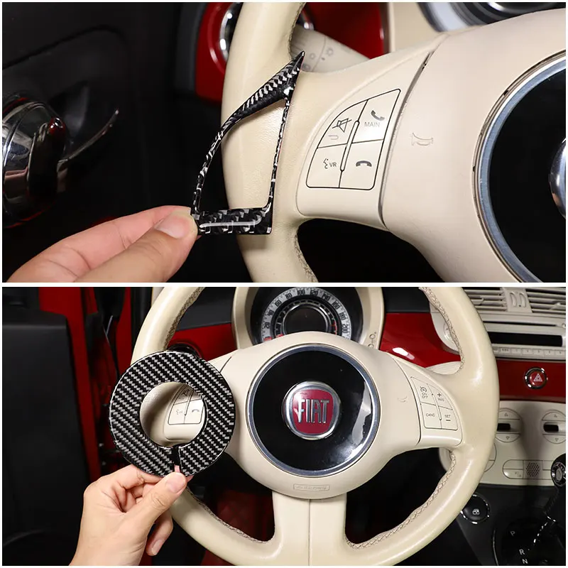 

For Fiat 500 2010-2015 Soft Carbon Fiber Car Steering Wheel Button Cover Trim Sticker Interior Auto Accessories