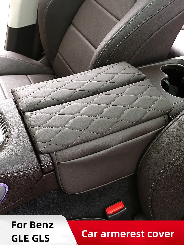 

For Mercedes Benz GLE GLS 2020-2022 Car Armrest Pad Waterproof Anti-Scratch Soft Leather Center Console Cover Arm Rest Cushion