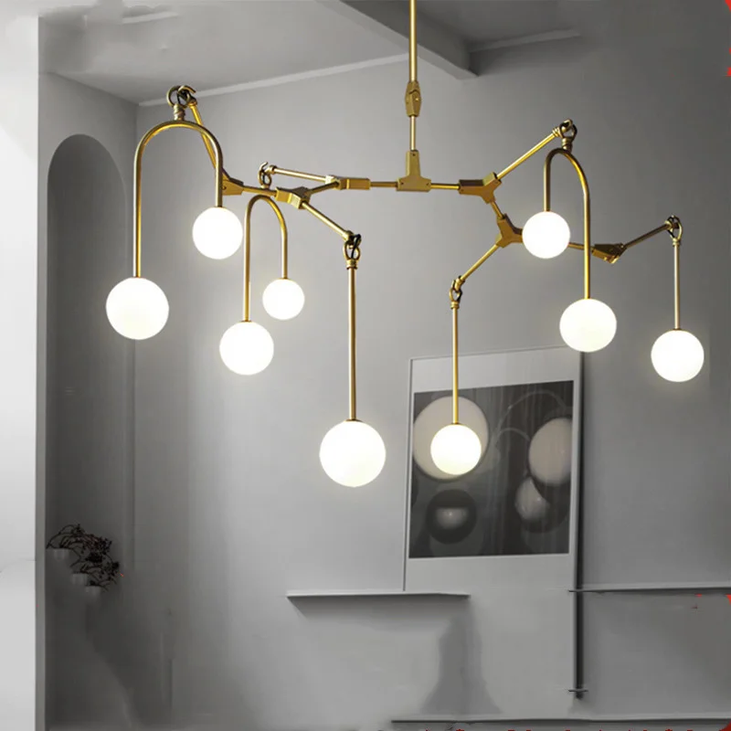

Chandelier Led Art Pendant Lamp Light Room Decor Kitchen Bar Dining Irregular Molecule Glass Ball Tree Branch Fixtures