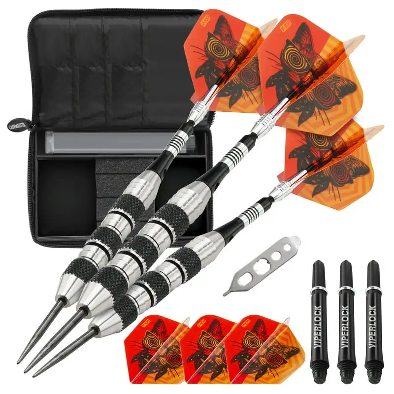 

The Freak Steel Tip Darts Knurled and Shark Fin Barrel 22 Grams and Casemaster Select Nylon Case