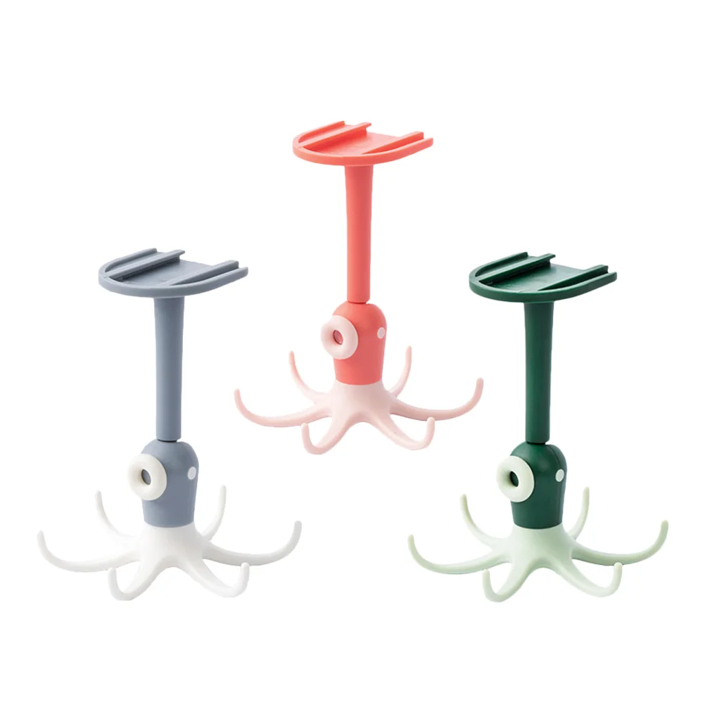 

3pcs Rotating Hook Octopus Cartoon Under Cabinet Hooks Towel Hooks Bathroom Wall Hook Coat Hooks Kitchen Utensil Hanger