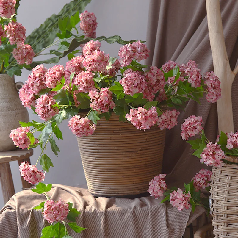 

3 Heads Silk Hydrangea Simulation Flower Branch DIY Bouquet Wedding Table Home Party Decoration Fake Hydrangea Flower