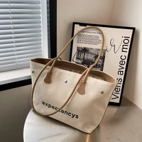 casual letters canvas women shoulder bags simple lady handbags large capacity tote bag big shopper bag female purses 2022 sac