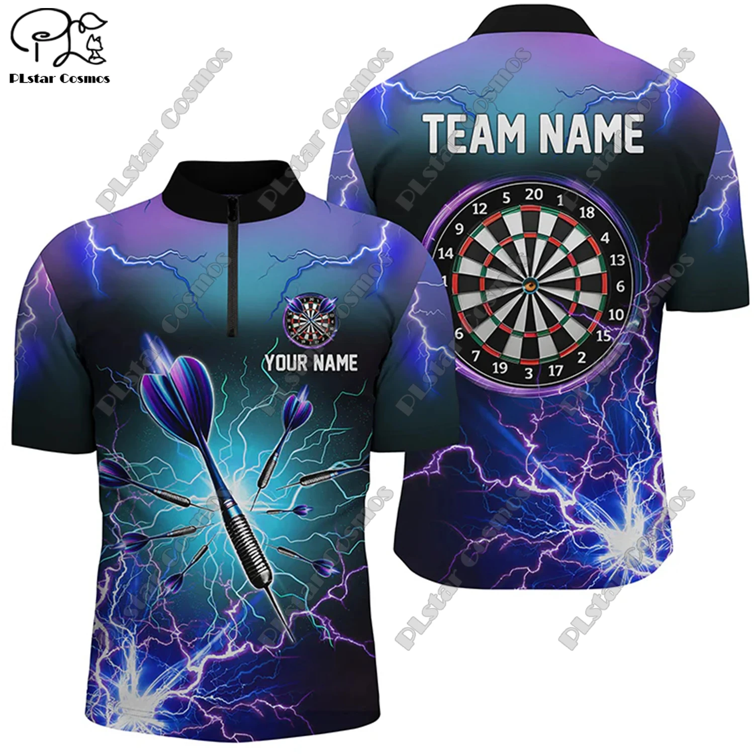 Новинка рубашка-поло унисекс с 3D-принтом пламени воротником-стойкой и молнией