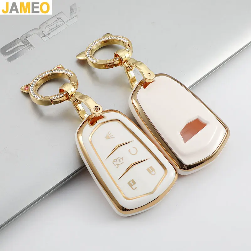 

Car Key Case Cover for Cadillac ATS CT6 CTS DTS XT5 Escalade ESV SRX STS XTS 28T ELR 2014 2015 2016 2017 2018 Key Keyring Holder