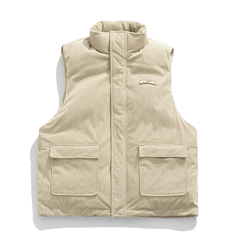 

Vintage Men Coats Corduroy Cotton Clothes Work Vests Mens Winter New Thick and Warm Cargo Vest Male Jackets Sleeveless Outerwear