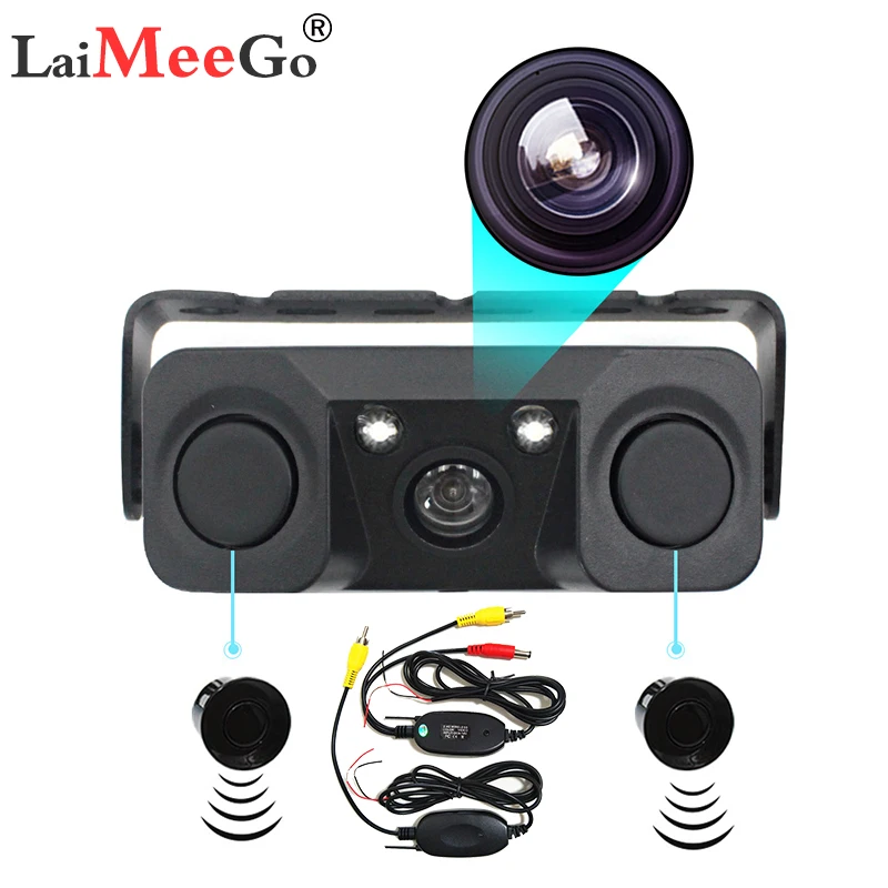 

3 in 1 Car Rear View Camera Car Reversing Rearview Backup Camera with Buzzer and Radar Sensor 170° Angle Car Parking Assistance