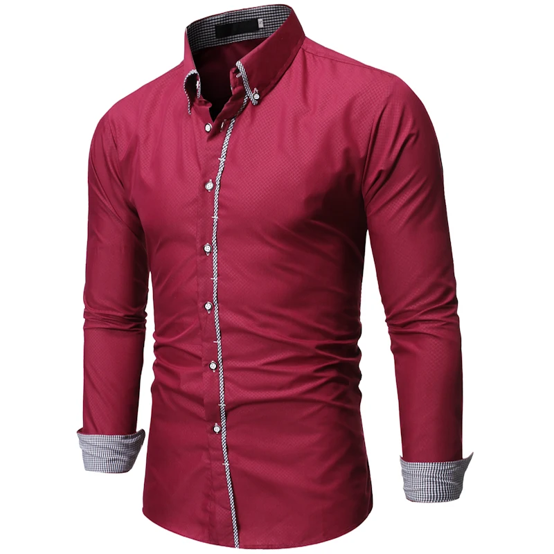 Mens Casual Button Down Shirts Dress Shirts Solid Business Shirts