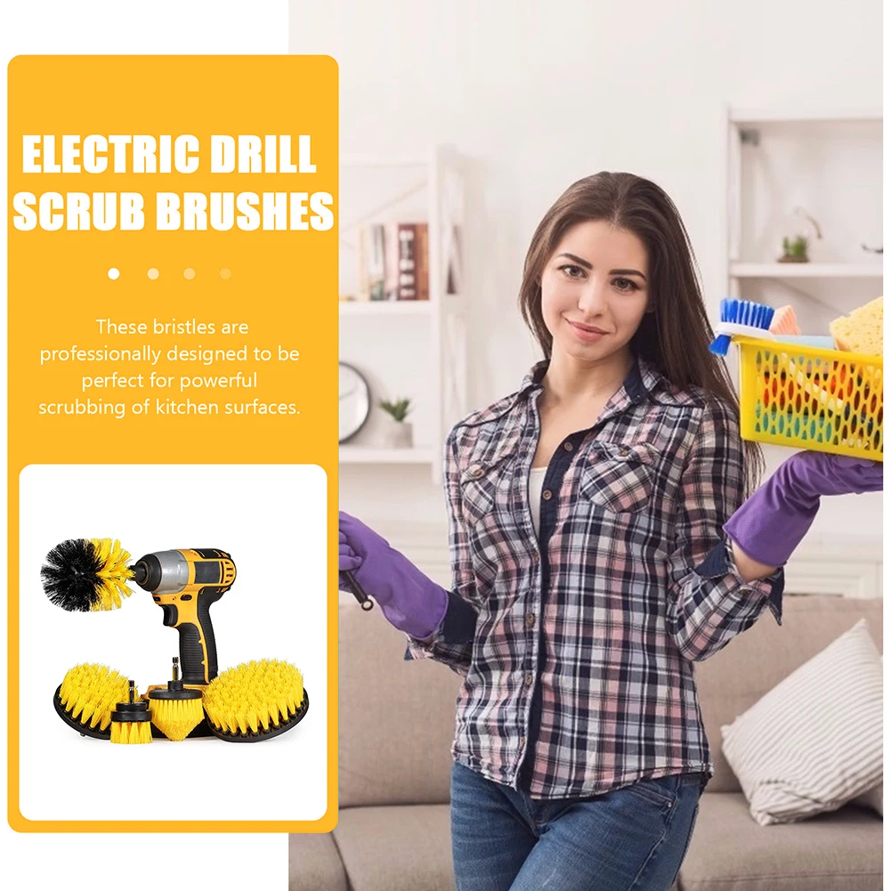 

Drill Brush Attachment Set 2"/2.5"/3.5"/4"/5" Brush Power Scrubber Car Washing Brush Car Polisher Bathroom Home Cleaning Tool