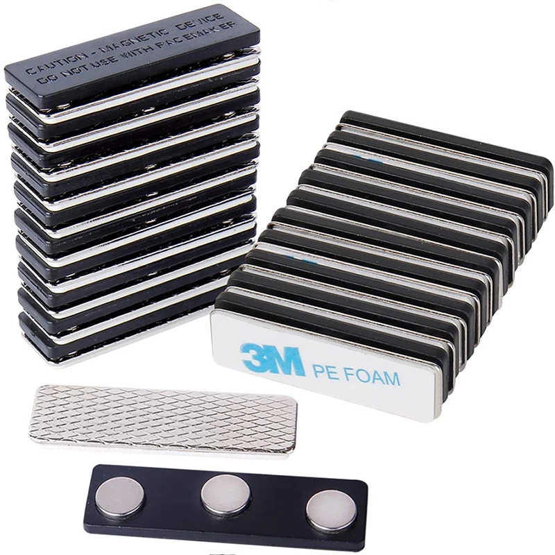 

10 Set Magnetic Name Badge,Tag or Pass Holder with Adhesive Tape and Strong Magnets- for Jacket, Lapel, or Shirt- Black