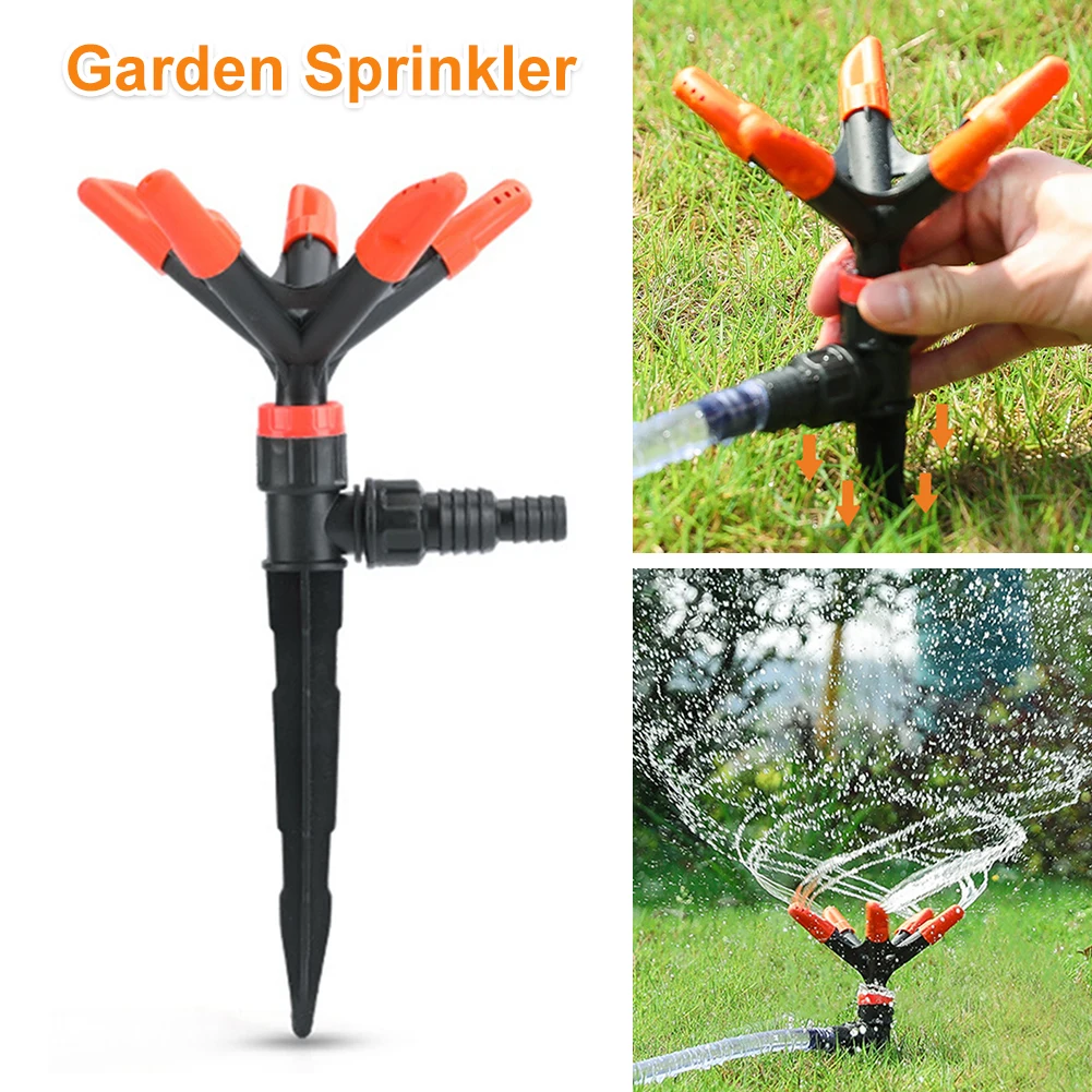 

Garden Lawn Sprinkler Automatic 360° Rotating Garden Water Sprinklers Nozzle Adjustable 5 Nozzles Lawn Irrigation Watering Tools