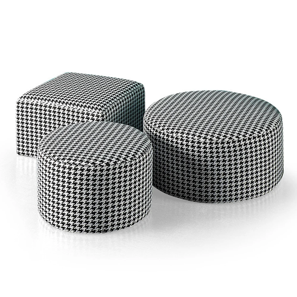 

Sofa Stools Nordic Apply To Living Room Dressing Table With Plaid Round/Square Fashion Change Shoes Seat