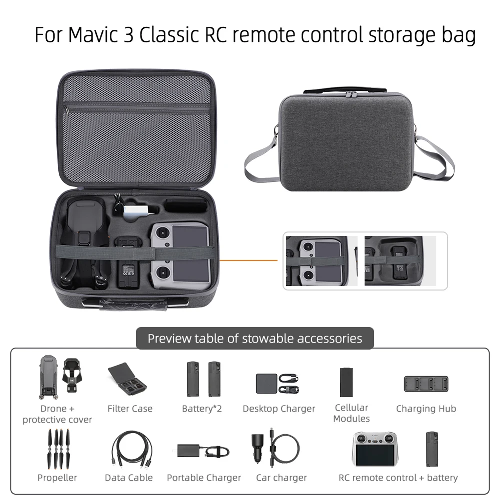 

Сумка на плечо для DJI Mavic 3, Классическая сумка для хранения аксессуаров для дрона, твердая оболочка, чехол для корпуса с дистанционным управлением, защитная сумка