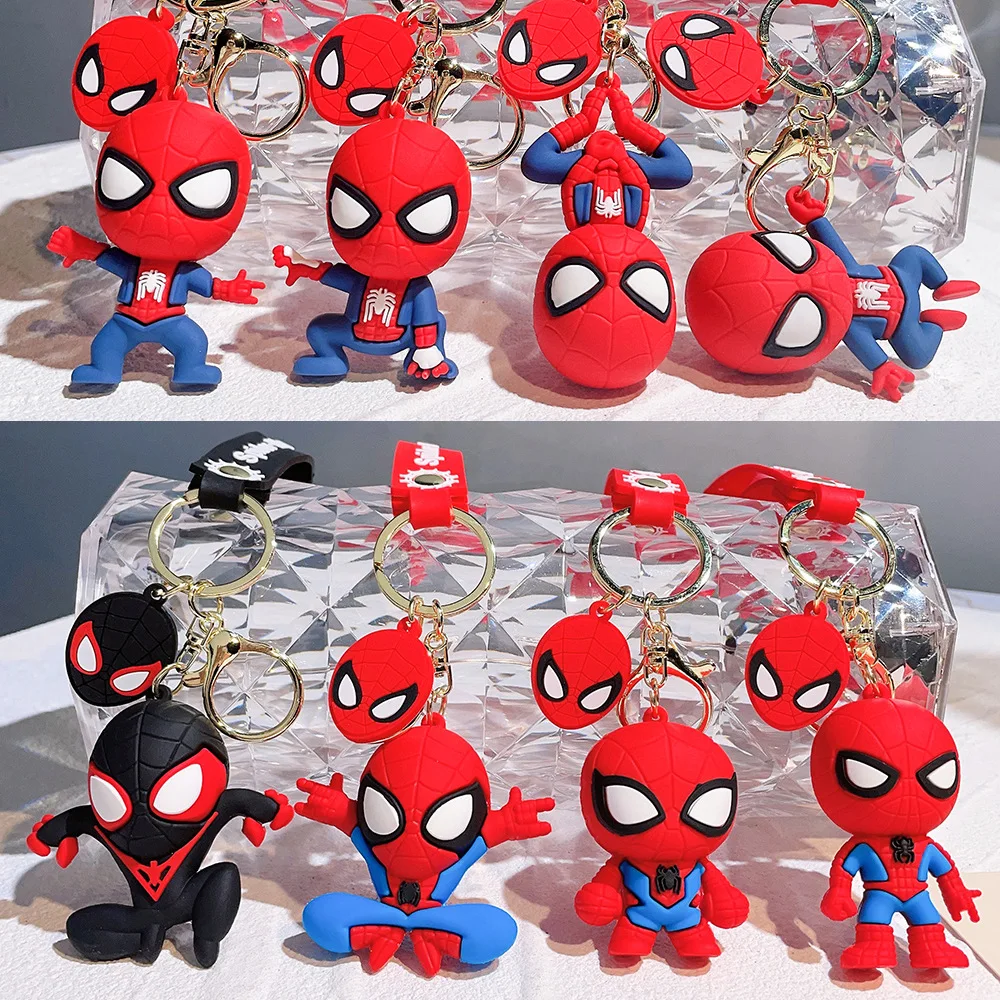 

Marvel Superhero Spiderman Cartoon Keychains Cute Figure Keyrins for Bag Spider Man Silicone Pendant Keyholder Jewelry Gift