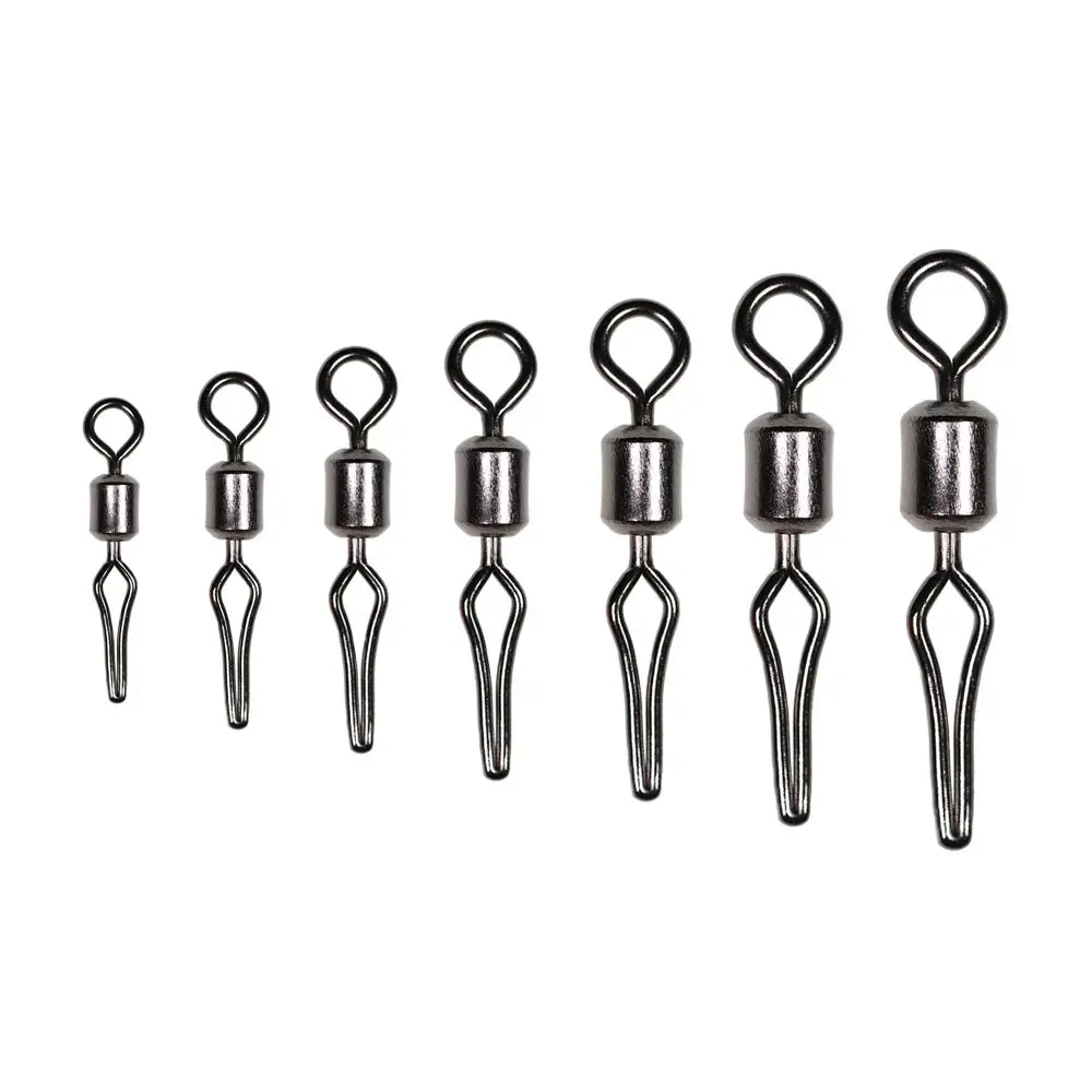 

100Pcs/pPack Swivels With Side Line Clip Fishing Hanging Snap Fishhooks And Crap Connector Barrel Swivel Angling Supplies