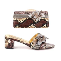 2022 womens heels summer new style africa nigeria italy color belt flower decoration slippers female bag matching wedding shoes
