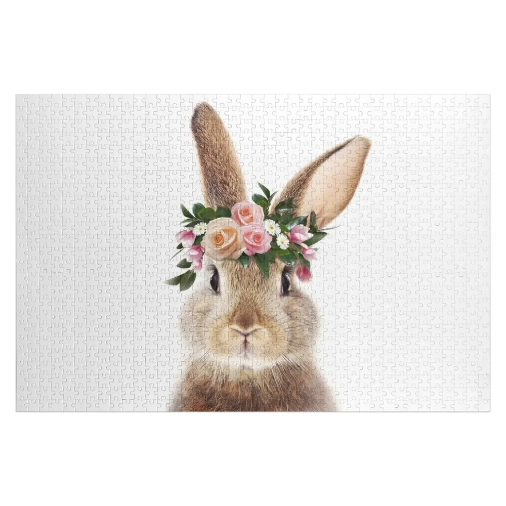 Детский кролик с цветочной короной художественная печать изображением детских
