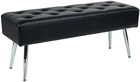 

Leather Bedroom Bench Upholstered Benches Ottoman Footrest with Metal Legs Multifunctional Bench for Dining Room Living Room Bed