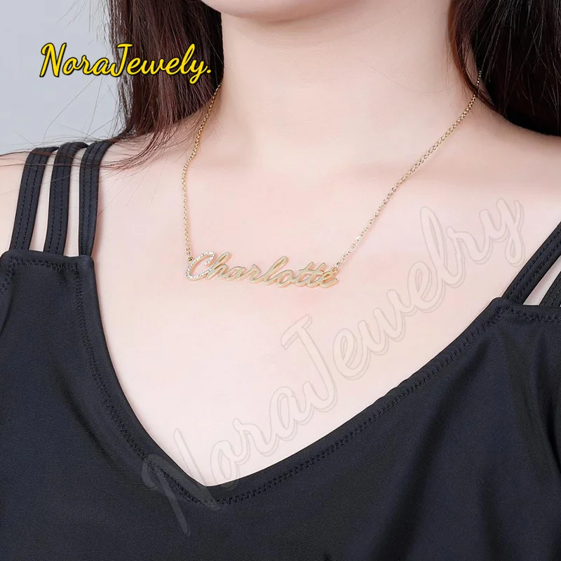 NORAJewelry Customize Iced Out Choker First Letter In Crystal Name Necklace for Women Hip Hop Necklaces Jewelry Gift Customized