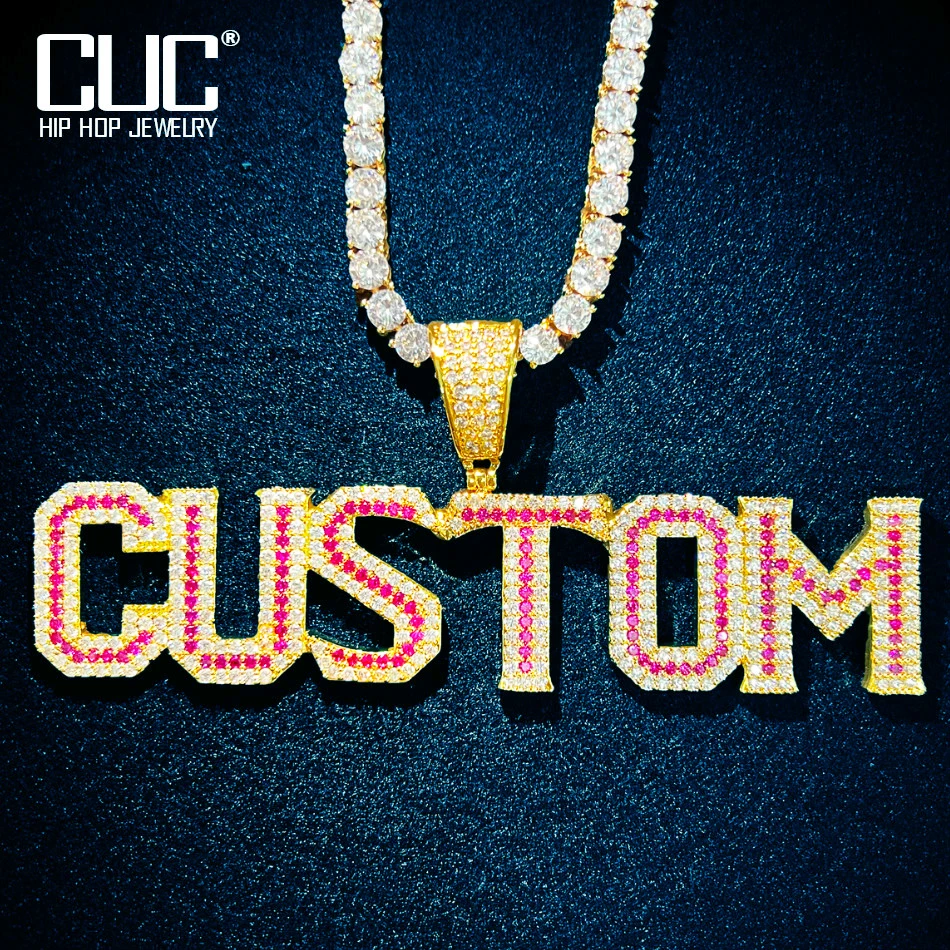 Кулон с надписью из розового циркония CUC индивидуальное название для женской