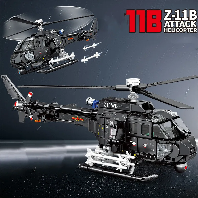 

463pcs Attack Helicopter Army Modern Military SWAT Building Blocks Black Model Educational Gifts Construction Toys Boys Set