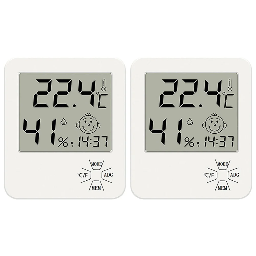 

2pcs Digital Accurate Hygrometer Indoor with Battery (White)