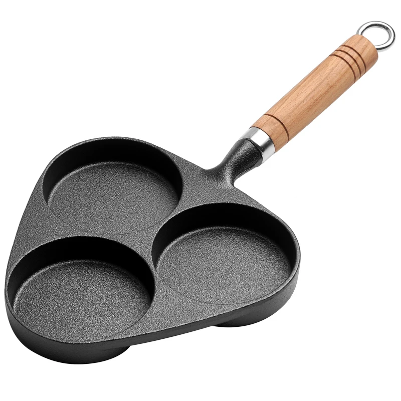 Fundo grosso frigideira bolo mini 3 buraco bonito não vara pancake pan delicadeza ferro fundido sanduicheira decoração de mesa oc50pg